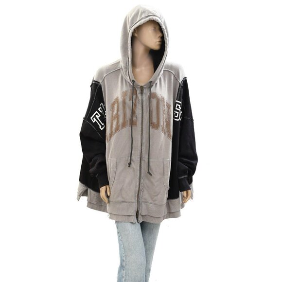 Free People We The Free Hoodie Jacket Top Oversized Graphic Slouchy XS/S 273510
